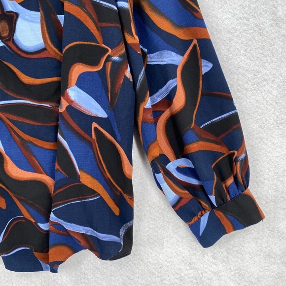 Nine West Blouse Womens XXL Button Up Geometric Career Flowy Top - Picture 4 of 16